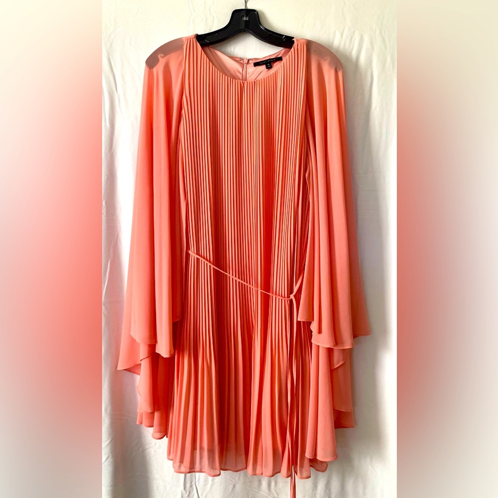 Alex Marie dress with sheer sleeves that drape. Size 10, salmon color.